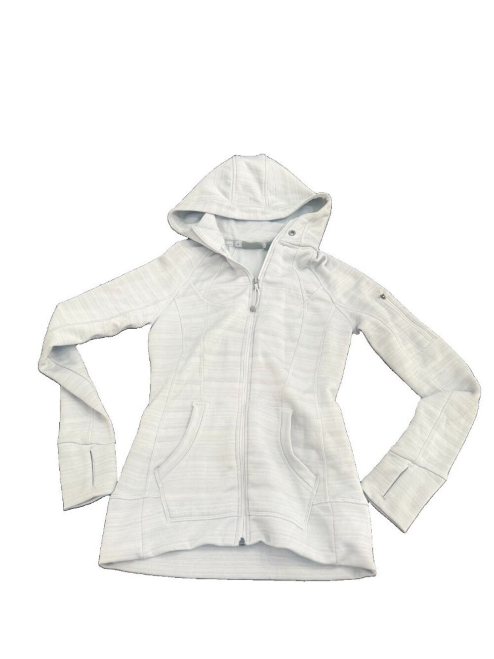 Athleta Women’s Striped Strength Hoodie In Gray Size XS Athleisure